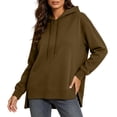 thumbnail image 4 of Cmfcve Fall Pullover Hoodies for Women Side Slit Casual Drawstring Hooded Sweatshirts Long Sleeve Tunic Shirts, 4 of 9