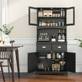 thumbnail image 4 of Costway 67" Kitchen Buffet Freestanding Pantry Cabinet Sideboard with Tempered Glass Doors Black, 4 of 10
