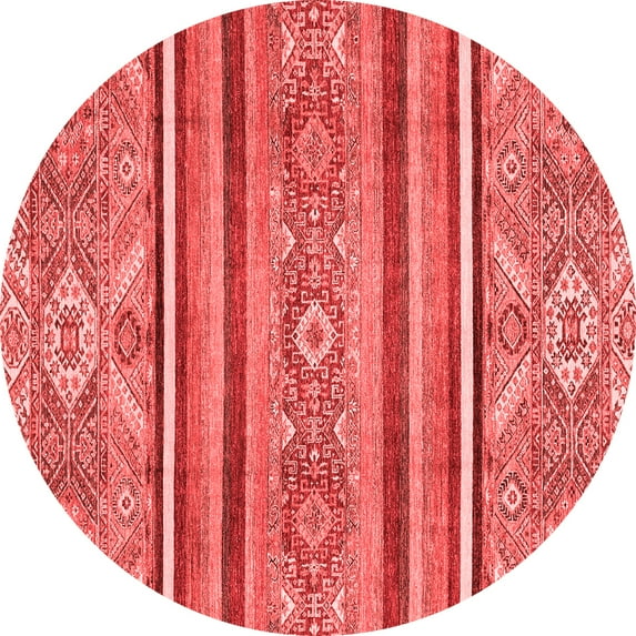 Ahgly Company Machine Washable Indoor Round Oriental Red Modern Area Rugs, 8' Round
