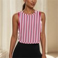 thumbnail image 7 of Fewfanhot Women's Stripe Print Sleeveless Racerback Crop Top, Loose Fit Workout Gym Tank, Lightweight Breathable Summer Athletic Shirt, 7 of 7