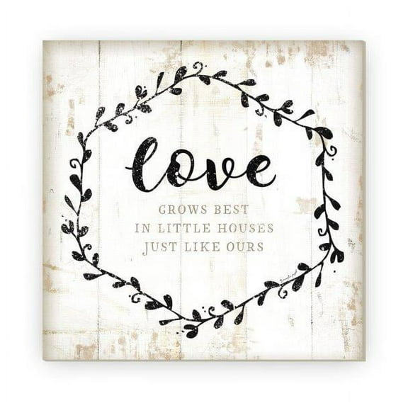 Love Grows Best In Little Houses Framed Wood Farmhouse Wall Sign 12x12 (Unframed)