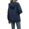 thumbnail image 2 of Sonducket Chubasquero Ligero para Mujer Impermeable Con Capucha Cortavientos para Exteriores Plegable Senderismo Camping Damas Trajes, Negro, S Prendas para la parte del cuerpo Azul oscuro XXL, 2 of 6