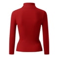 thumbnail image 4 of OSOLU Women Casual Solid Color Bottoming Shirt Slim High Collar Knitted Long Sleeve Tops Fashionable Dailywear, 4 of 4