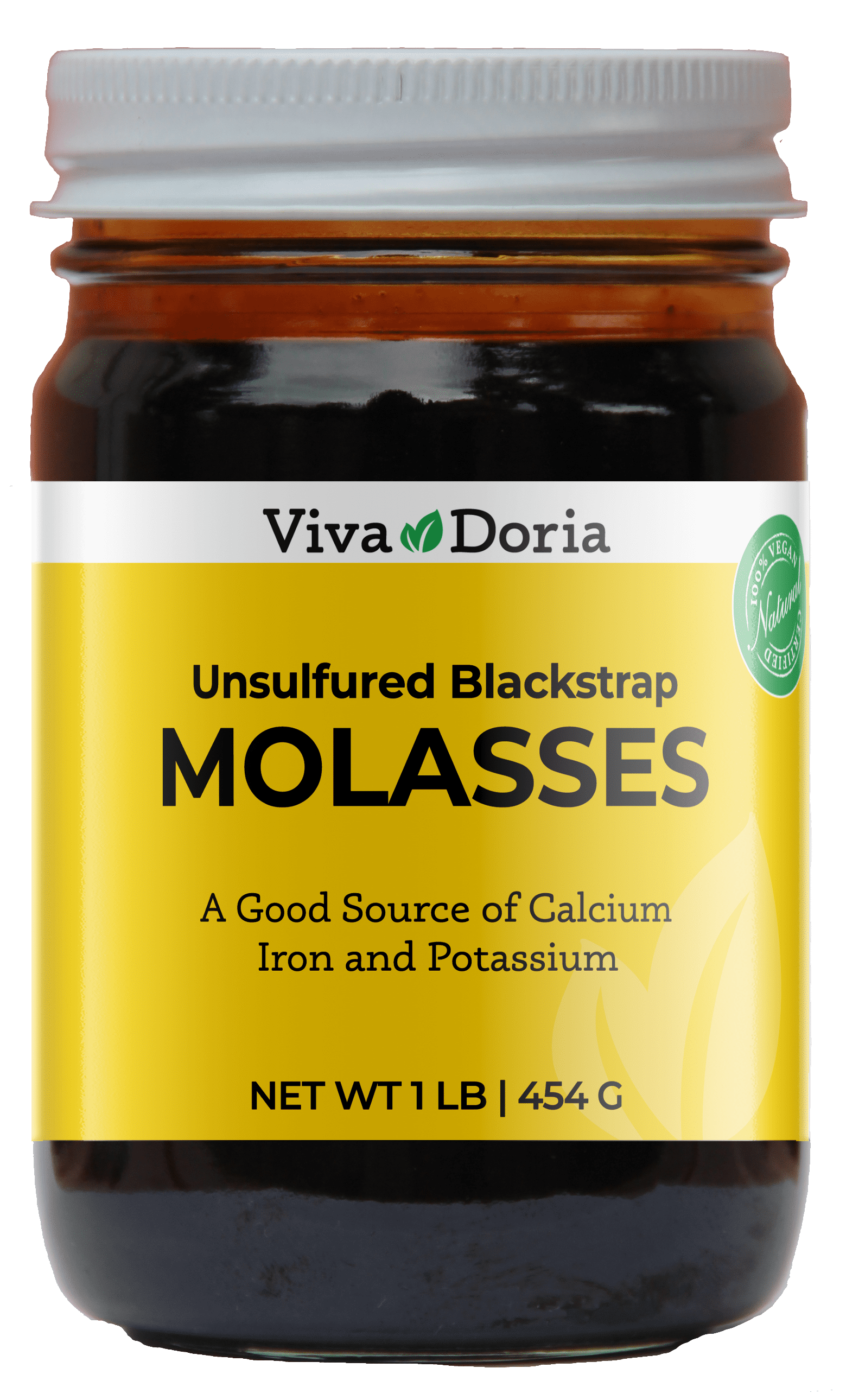 Viva Doria Organic Unsulfured Blackstrap Molasses, 16 oz glass jar