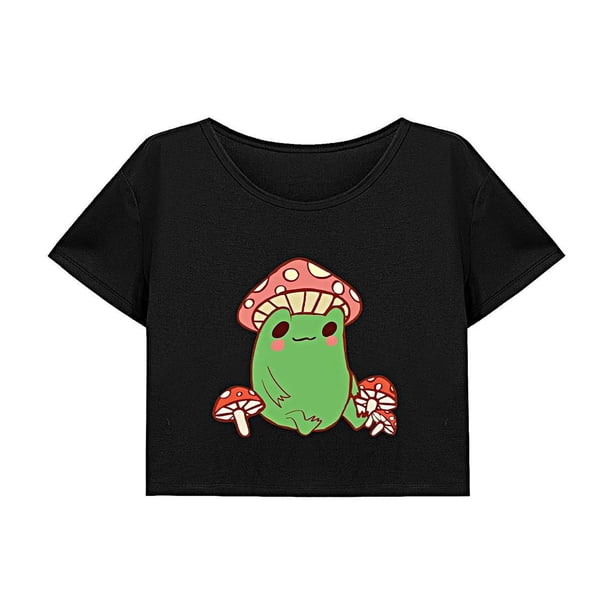 Top corto para mujer, ropa deportiva de recuerdo femenino de verano, ropa de disfraz, camisa con cuello redondo S