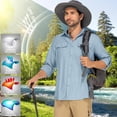 thumbnail image 6 of POENTAB Mens Safari Work Shirts Long Sleeve Hiking Fishing Tops UPF 50+ Quick Dry Camping Travel Button Down Shirt with Pockets, 6 of 9