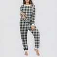 thumbnail image 6 of Mifsaly Womens Pajama Set Plaid Fuzzy Fleece Warm Pjs 2 Piece Long Sleeve Crewneck Thermal Sleepwear High Waist Cozy Pants with Pockets Lounge Matching Outfits Winter Homewear, 6 of 6