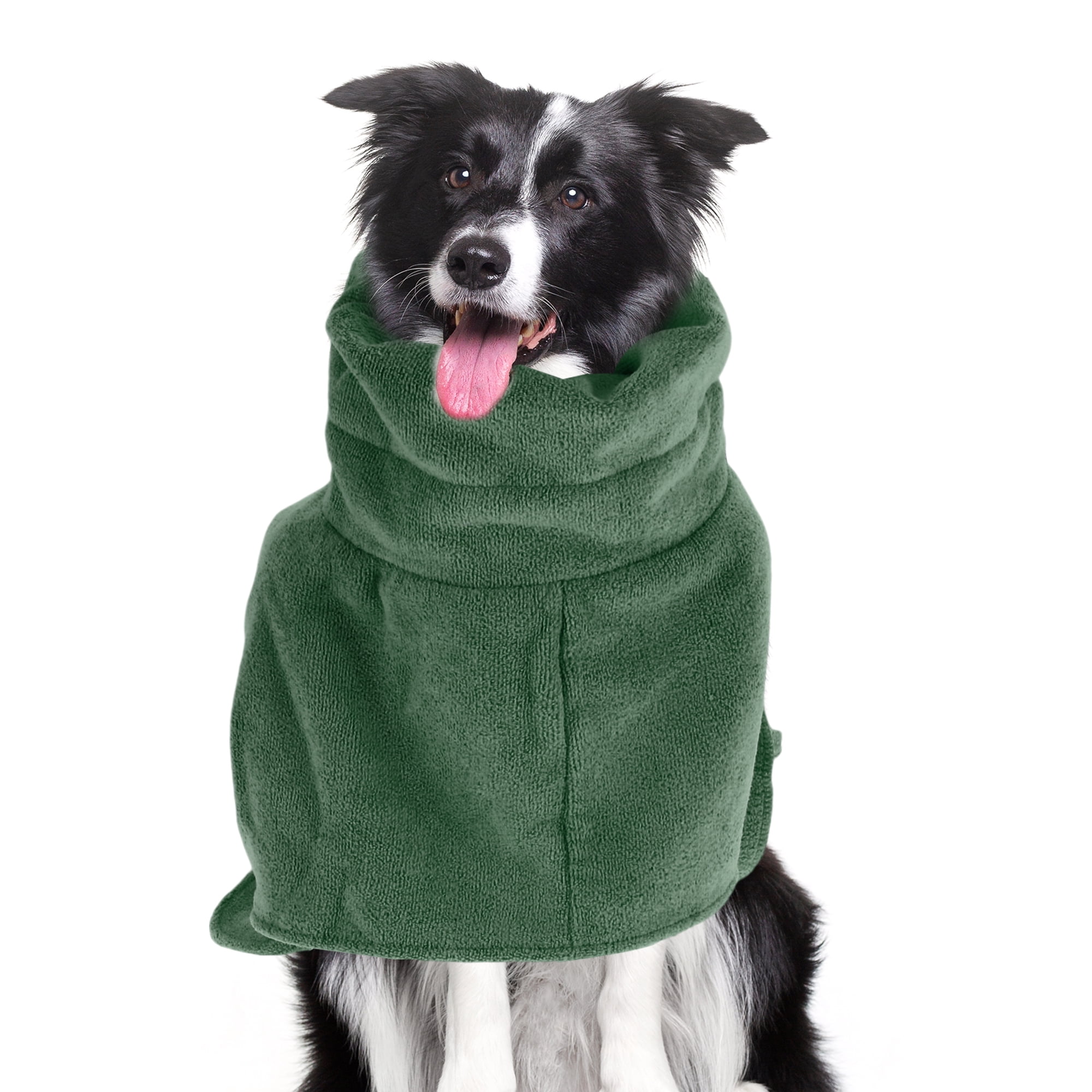 Unique Bargains Dog Bathrobe Adjustable Soft Towel for Cats and Dogs L Green