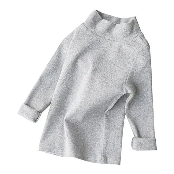 Otqutp Kids Casual Tops Boys and Girls Sweater Spring/Autumn High Neck Solid Long Sleeve Round Neck Top Party Birthday School