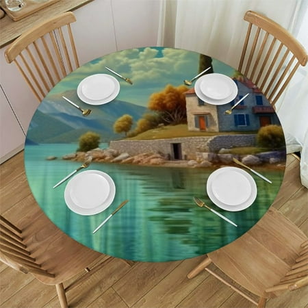 

Palnkart Nature Round Table Cover Stain Resistant Washable Indoor Outdoor Tablecloth Kitchen Dining Wedding Parties Picnic Camping 100% Polyester Fiber 42-46