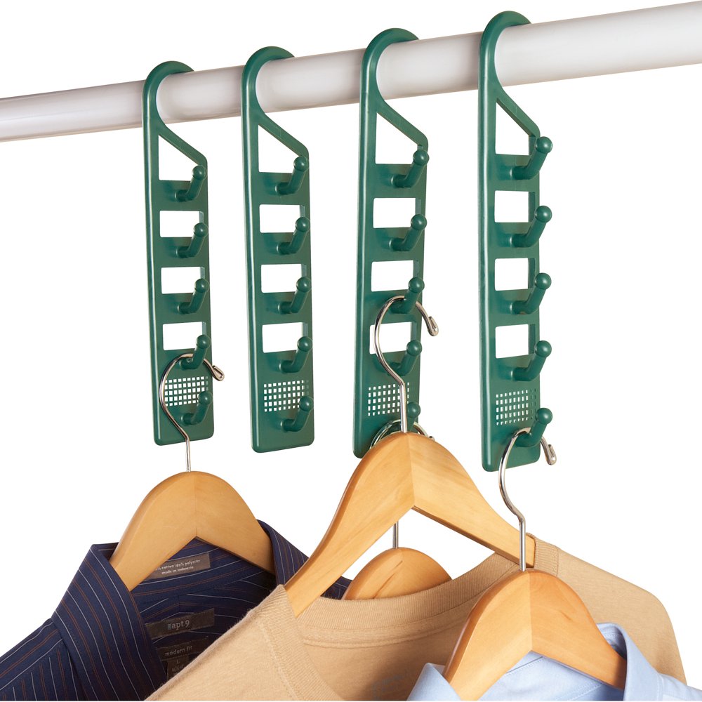 Vertical Closet Hooks Set of 4, Holds a Total of 20 Items to Maximize