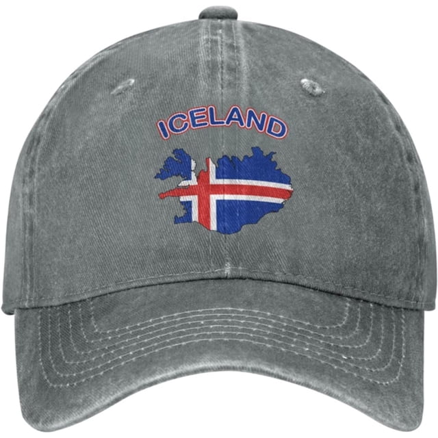 Women Men Adjustable Baseball Cap with Iceland Flag Map Pattern, Dad Snapback Hip Hop Hats