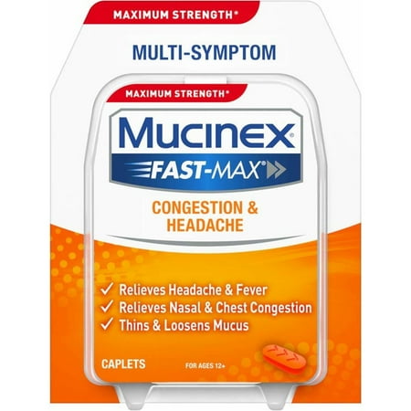 Mucinex Fast-Max Congestion & Headache Caplets, 20ct