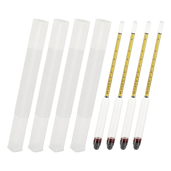 4pc 4pcs Glass Hydrometer Alcohol 0-200 Proof and 0-100 Tralle Alcohol Hydrometer Digital Hydrometer Glass Alcohol Measuring Device for Brewing Lab Supplies
