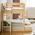 thumbnail image 4 of Zimtown Bunk Bed Twin Over Full with 14.57" Height Safety Guardrail, Low Floor Wood Bed Frame, Wood Color, 4 of 11