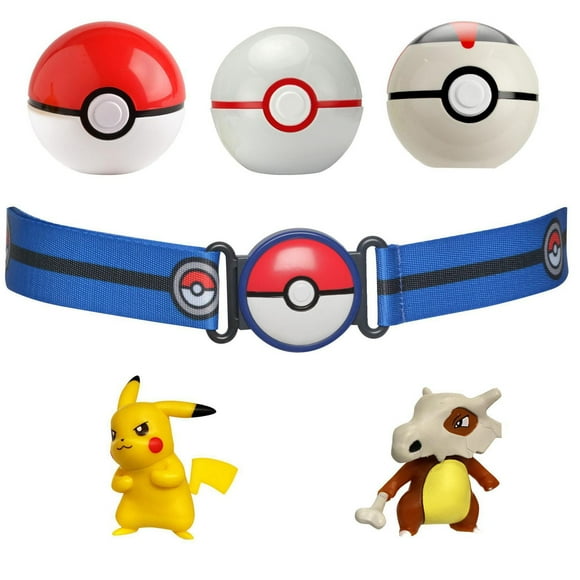 Pokémon Clip 'N' Go Poké Ball Belt Set - 2" Pikachu #1, Great Ball, Repeat Ball