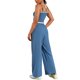 thumbnail image 3 of Conjuntos de chándal para mujer ATHLECHIC, camisetas de tirantes tipo crop, pantalones rectos L en gris y azul, 3 of 5