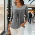 thumbnail image 6 of Htigea Women's Crewneck Tee Sequin 3/4 Sleeve Tunic Tops Mesh Breathable Cocktail Evening Party Shirts Gray M, 6 of 9