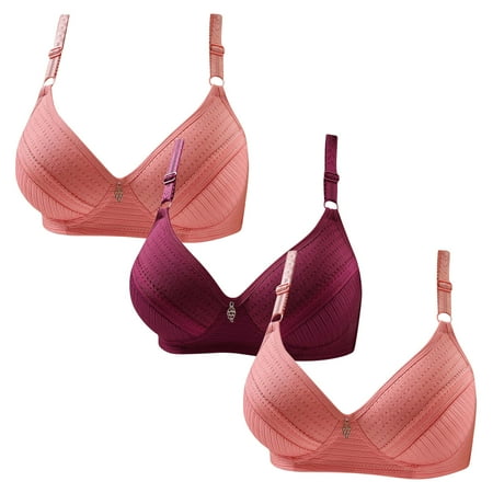 Gnurob Womens Plus Size Bralettes With Support  3 Pack No Underwire Padded Bra Lace Push Up Brassiere Comfort Breathable Bras Hide Back Fat Bralette for Women Clearance Saving A04-Pink X-Large