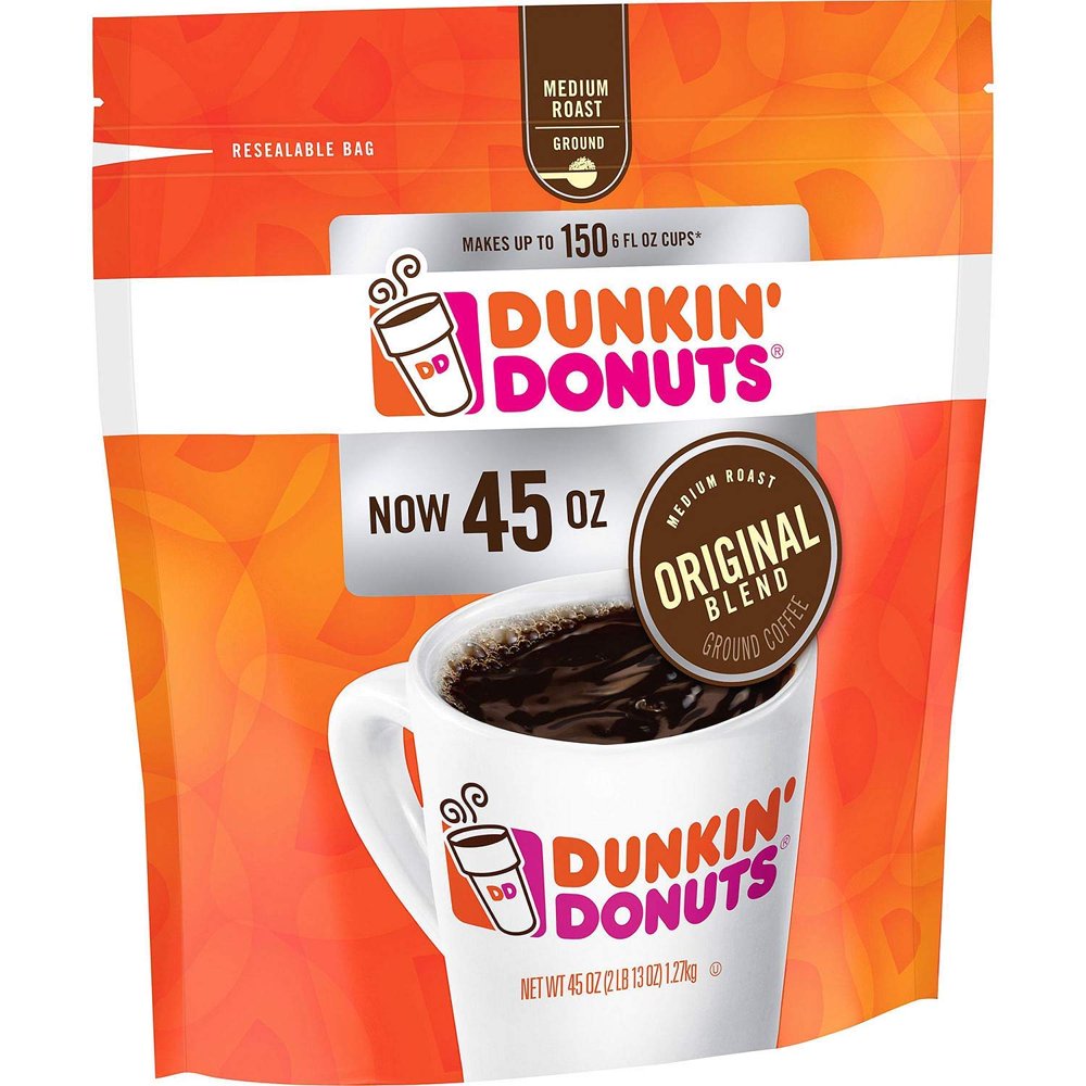 Dunkin Donuts Low Calorie Coffee Drinks Dunkin Donuts Original Blend Ground Coffee, Medium Roast (45 oz