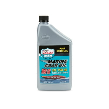 Lucas Oil M8 SAE 75W-90 Pure Synthetic Marine Gear Oil Bottle, 1 Quart