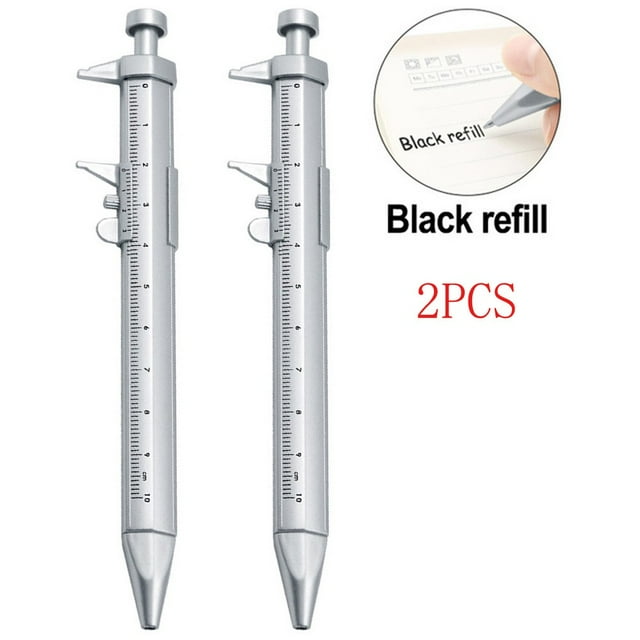 BTOER 2 In 1 Vernier Caliper Pen Multifunction 0.5mm Gel Ink Pen Vernier Caliper Roller Ball Pen Stationery Writing Measuring Tools
