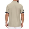 thumbnail image 3 of CAMISA POLO DE PATRÓN PIQUÉ PARA HOMBRES INSPIRADA EN EL DÍA DEL PADRE, CAMISA POLO DE GOLF DE COLOR CONTRASTANTE M Khaki, 3 of 6