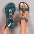 thumbnail image 3 of Rokment Vintage Boho Wedge Sandals for Women Bride Wedding Ethnic Retro Comfortable Casual Leather Open Toe Low Heel Elastic Ankle Strap Slingback Dress Sandals Beach Summer Dark Green Size 8.5, 3 of 6