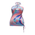 thumbnail image 5 of Female Dress Striped Halter Neck Sleeveless Hollow Out One-Piece, 5 of 5