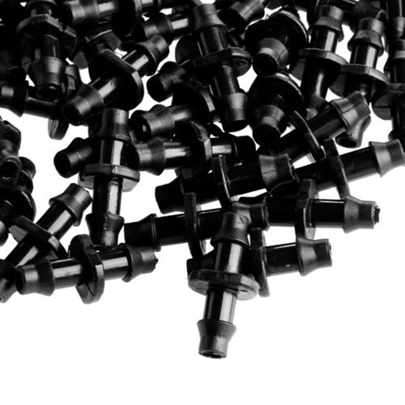 100Pcs Plastic 1/4" Barbed Irrigation Connector Double Way For 4/7mm Drip Hose 