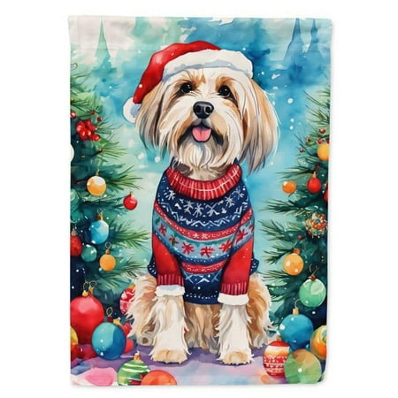 Tibetan Terrier Christmas House Flag 28 in x 40 in