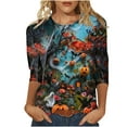 thumbnail image 2 of CLOISE Halloween Tee Shirts for Women Fashion Halloween Pumpkin Print Tops 3/4 Sleeve Crew Neck Shirts Basic Tunic Comfy Blouses Boo Party Outfits Winter Gift, 2 of 4