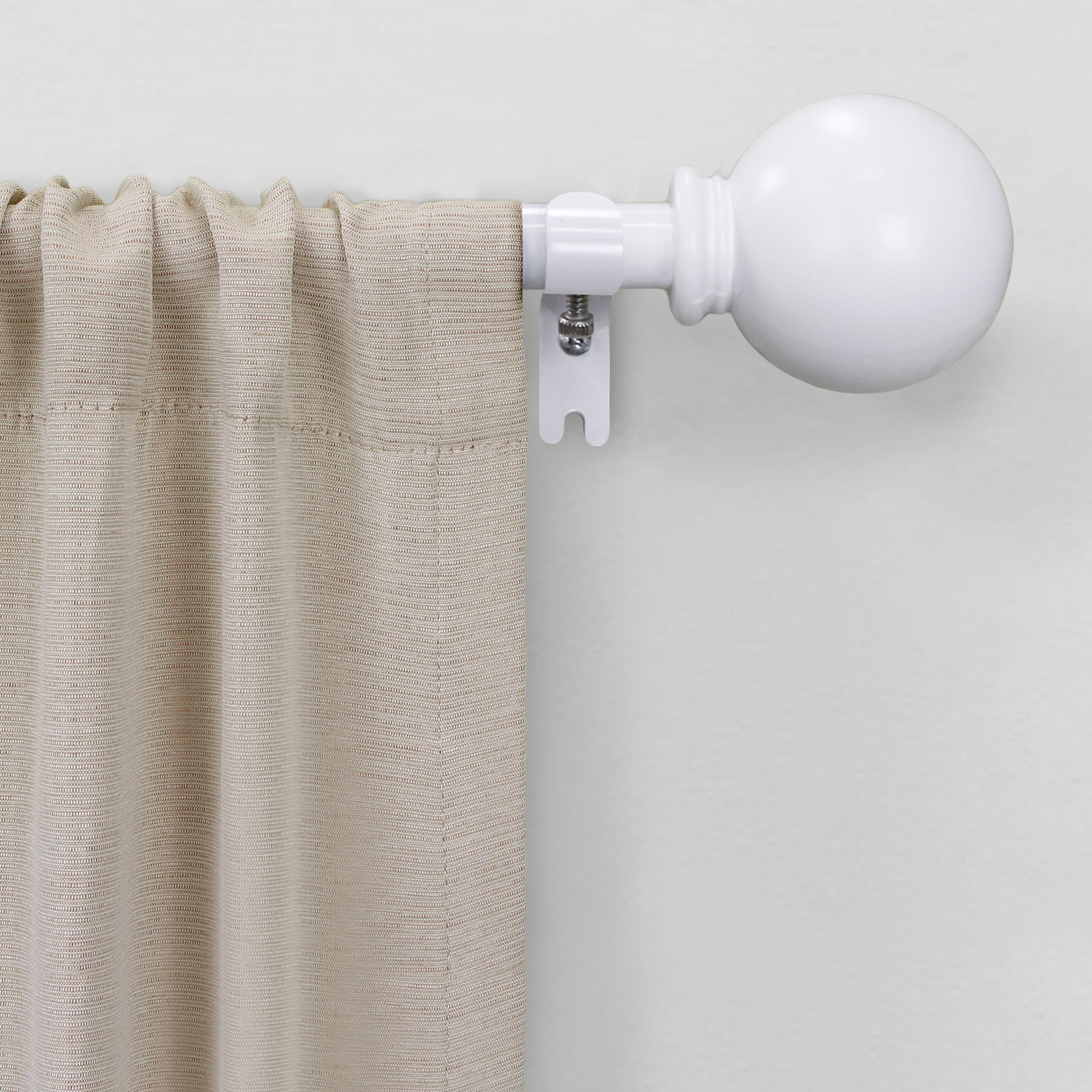 Mainstays 1/2" White Ball Adjustable Single Curtain Rod, 48-84"