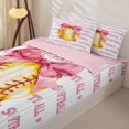thumbnail image 3 of Manfei Pink Coquette Bowknot Zipper Full Size Comforter Sets with Fitted Sheet and 2 Pillowcases,Softball Ball Games Zipper Bedding Set,Pink Reversible,4 Pieces, 3 of 7