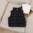thumbnail image 4 of vokkrv Kids Solid Color Zip Up Sleeveless Jacket, Wind Resistant Warm Casual Outerwear, Fashion Daily Coat for Boys Girls Winter Outdoor Activities Black 3-4 Years, 4 of 7