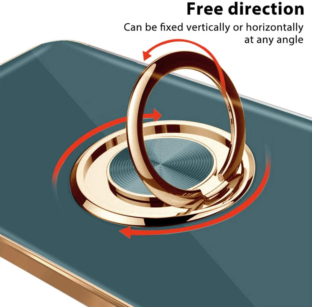 Surlong Compatible with iPhone 12 Mini Case 5.4 Inch 360°Degree Rotation Ring Holder Kickstand Support Car Mount Shockproof Soft TPU Cover Cases Designed