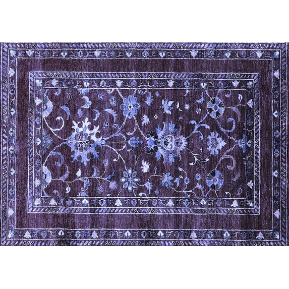 Ahgly Company Machine Washable Indoor Rectangle Oriental Blue Industrial Area Rugs, 8' x 12'
