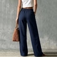 thumbnail image 5 of Women's Patch Pocket Wide Leg Pants, Button Zip Waist, Front Patch Pockets, Relaxed Fit, 5 of 7