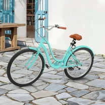 Dextrus Steel Frame Cruiser Bike, 26in Step-Through Bicycle for Adults - 7-Speed Commute Bike with Full Fenders, Mint Green