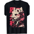 thumbnail image 1 of T Shirt EWH Men's Cyberpunk Anime Graphic Black with Red Accent Futuristic Tech Design, 1 of 5