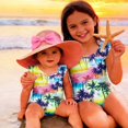 thumbnail image 4 of Grblisyd Girls One Piece Swimsuit Flutter Sleeve Hawaiian Quick Dry Crew Neck Swimwear Beach Sport Bathing Suit for Kids 4t, 4 of 6