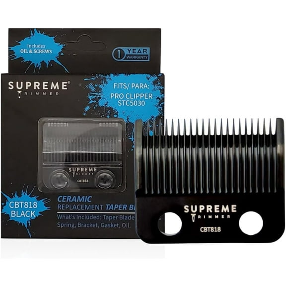 Supreme Trimmer Replacement Taper Blade CBT818 | Ceramic Blade for Hair Clippers | Black