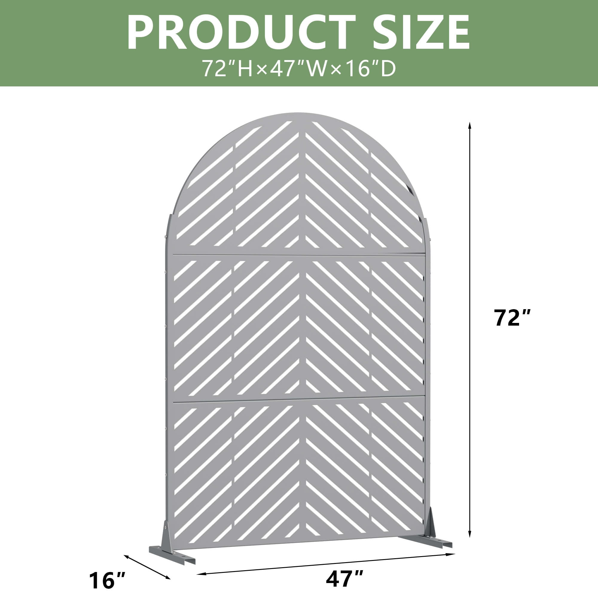 MAYEERTY Outdoor Metal Privacy Screen 6ft × 4ft Gray, 3-Panel Parallel Decorative Screen, Rust-Resistant for Patio