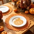 thumbnail image 6 of QuanTara Fall Pumpkin Lace Placemat, Round Knitted Table Doily, Thanksgiving Harvest Decor, Orange Hollow Out Table Mat for Dining Room, Party & Rustic Wedding, 6 of 6