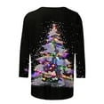 thumbnail image 4 of ‌FDGIU Funny Christmas Shirts for Women - Cute Xmas Tree Print 3/4 Sleeve Blouses, Holiday Tops with Crew Neck, Funny Christmas Tops, 4 of 5