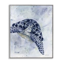 Stupell Industries Swimming Blue Turtle Animals & Insects Painting Gray Framed Art Print Wall Art, 11 x 14