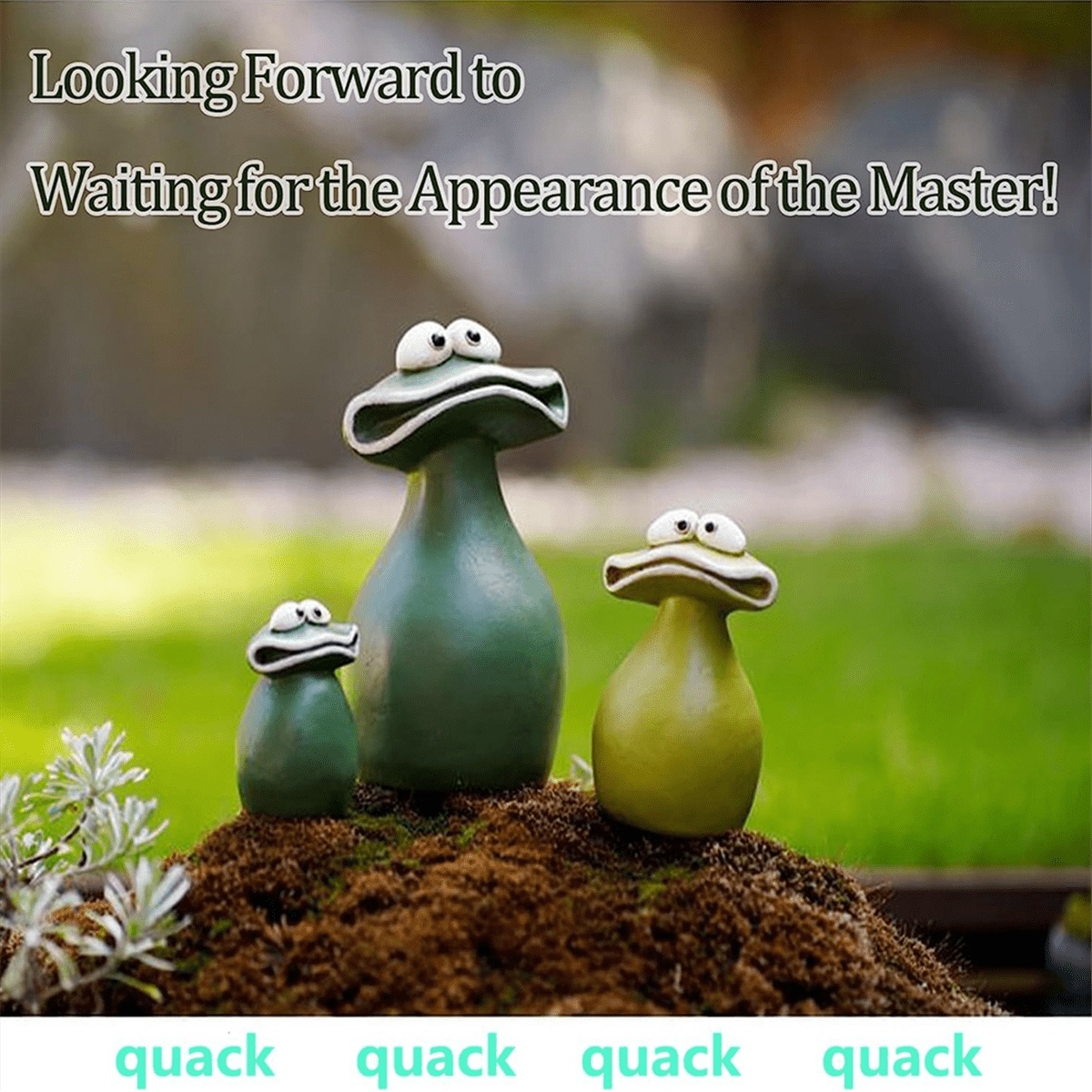 Growment Waterproof Resin Big Mouth Frog Family Garden Statue, Outdoor Decoration