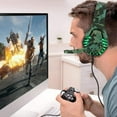 thumbnail image 4 of Butfulake Gaming Headset for Nintendo Switch, PS4, Xbox One, PS5 Controller, Laptop, Mac, Noise Cancelling PC Headset with Mic,7.1 Stereo Surround Sound, Cool LED Light,Comfort Earmuff, Camo Green, 4 of 8