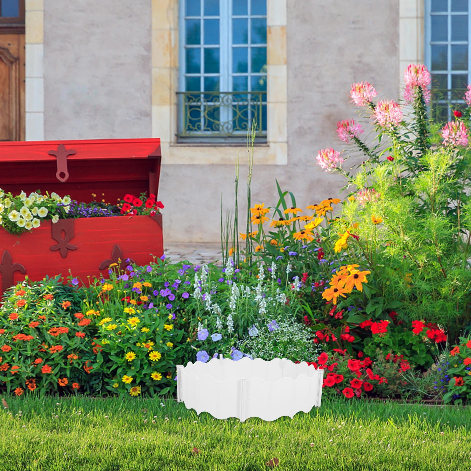 Raindrops 2-Pack Plastic Garden Bed Edging Fence, Decorative Landscape Border for Flower Beds and Small Garden Areas