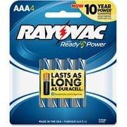 Rayovac 824-4F Mercury Free Alkaline Batteries, AAA 4 Pk